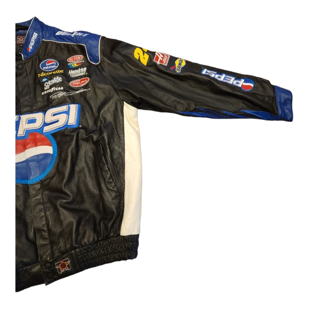 Vtg Jeff Gordon by Jeff Hamilton Pepsi Genuine Leather Jacket - Picture 3 of 10
